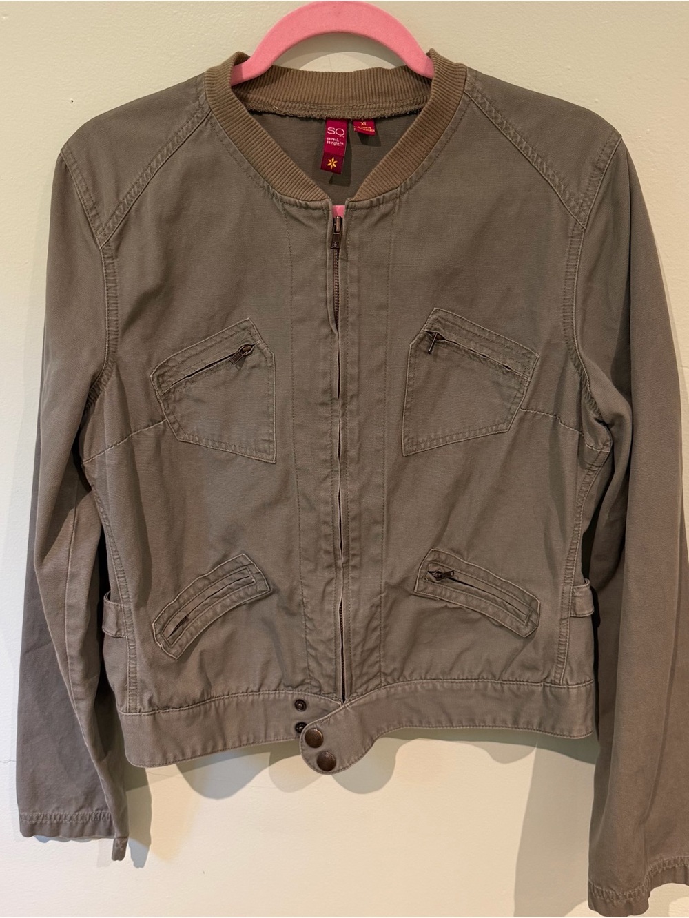 SO Olive Green Utility Jacket with Zip Pockets